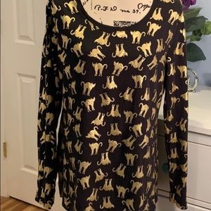 No Boundaries Gold Foil and Black Cat Tee XXL